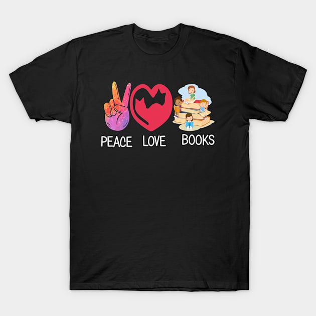 Peace Love books T-Shirt by Urubreath